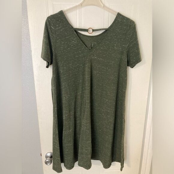 JESSE & J Green Gold Love Mini Dress Gold Strap Accent in the back 2X - Picture 3 of 11